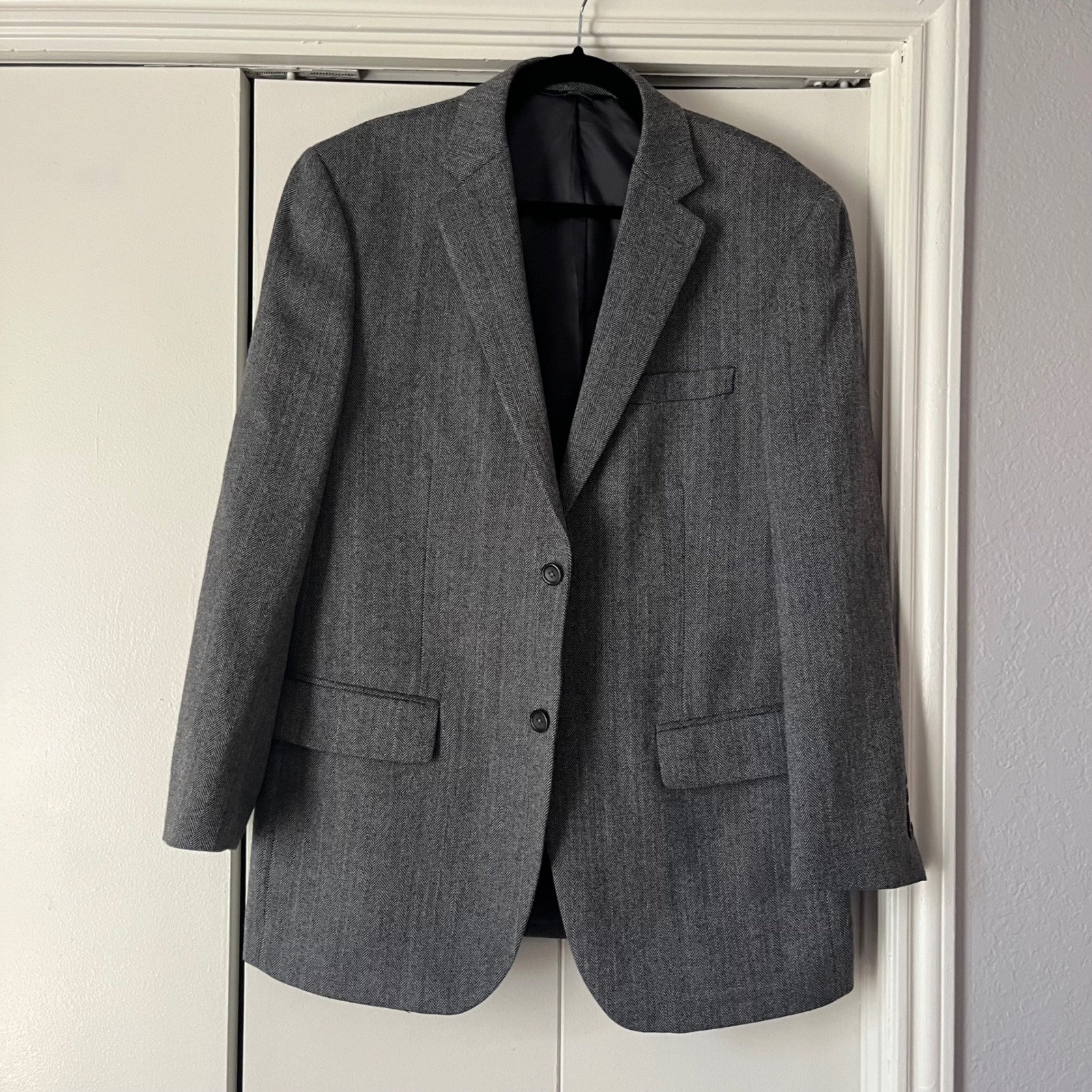 Joseph  Feiss Gold Luxury Wool Herringbone Blazer Mens 40 Regular